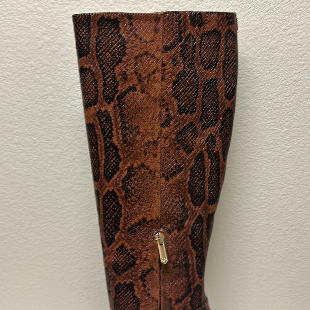 Sam Edelman Brown Snake Print Heeled Boots - Picture 3 of 11
